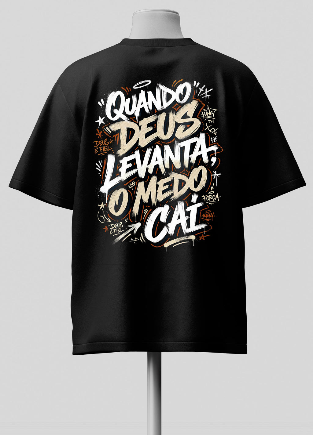 Quando Deus Levanta o Medo Cai - Oversized Preta Premium