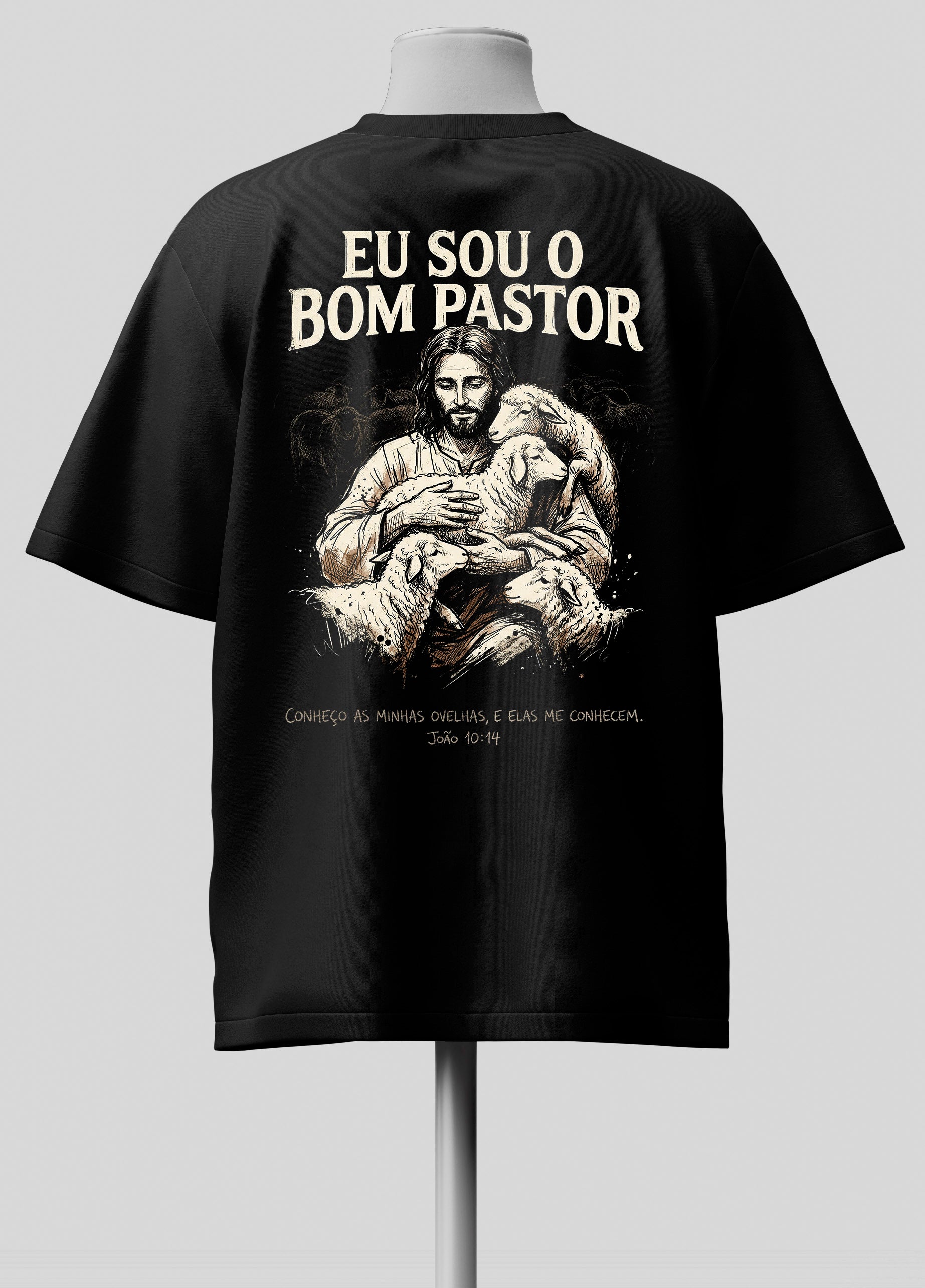 Eu sou o bom Pastor - João 10.11 - Oversized Preta Premium