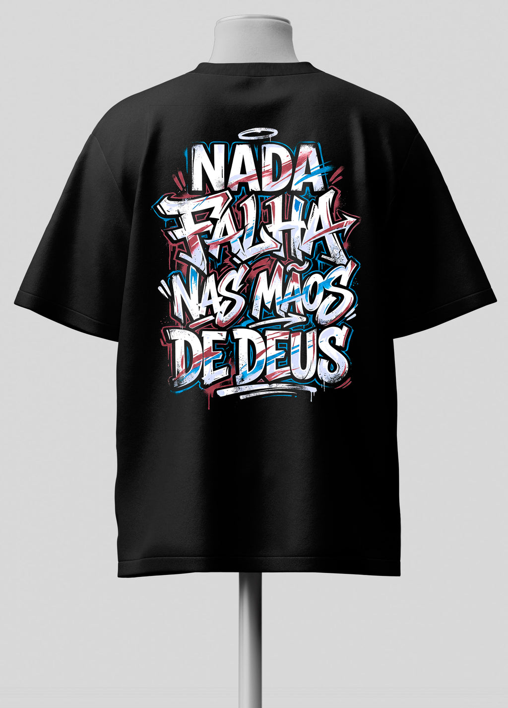 Nada Falha nas Mãos de Deus - Oversized Preta Premium