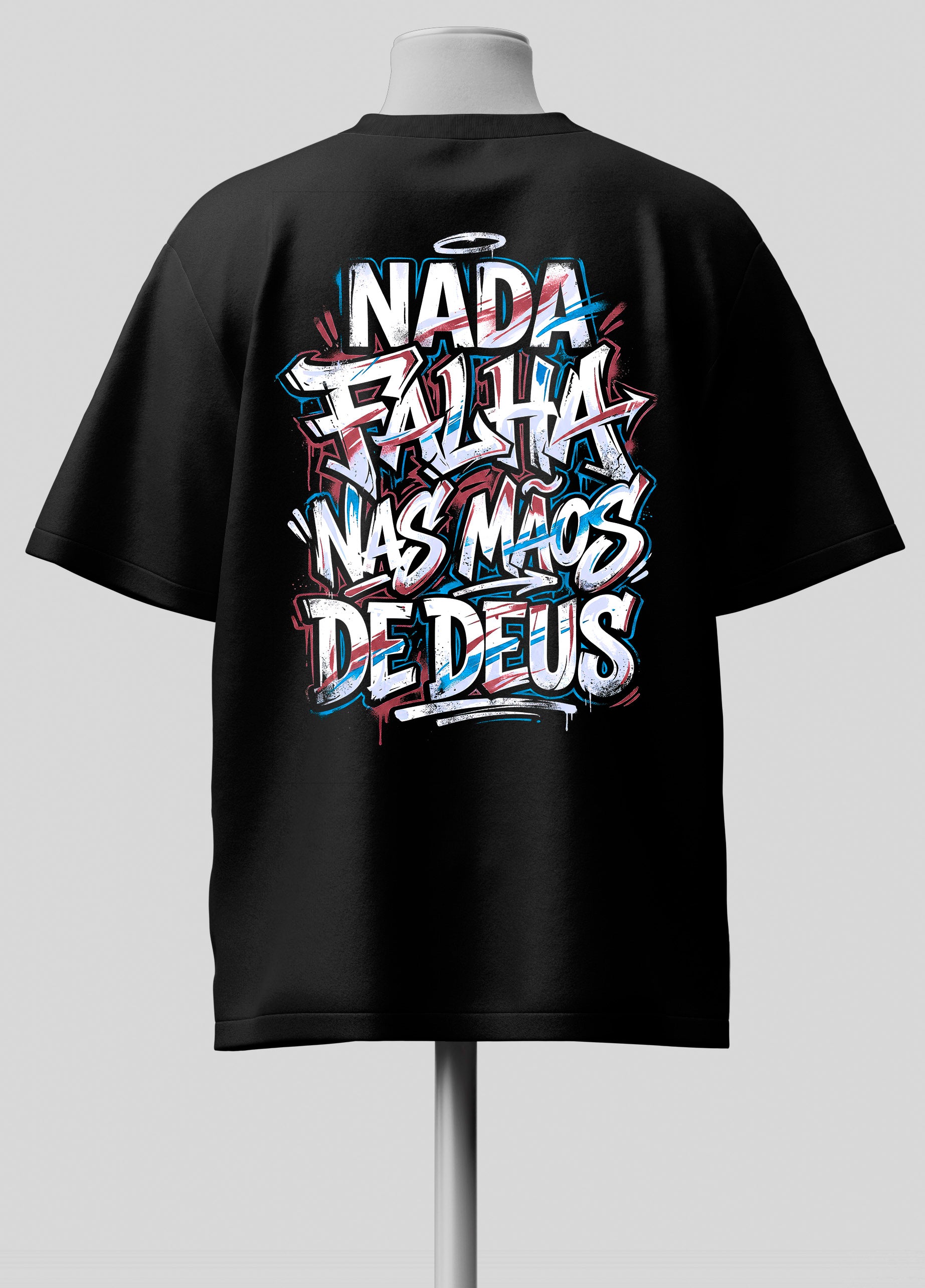 Nada Falha nas Mãos de Deus - Oversized Preta Premium