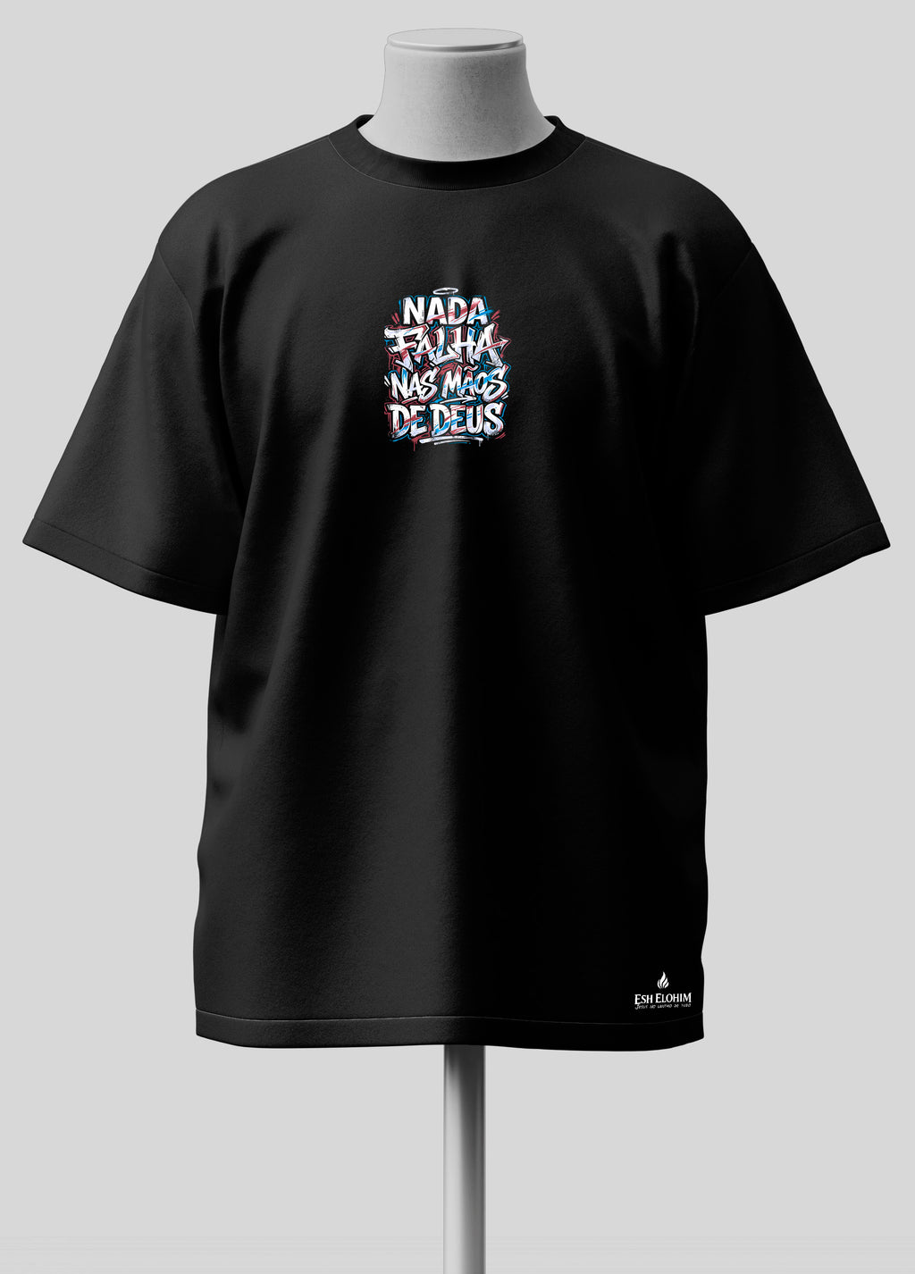 Nada Falha nas Mãos de Deus - Oversized Preta Premium