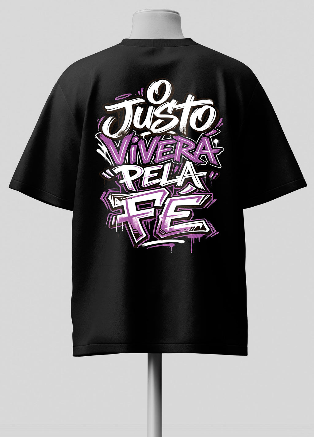 O Justo Viverá pela Fé - Oversized Preta Premium
