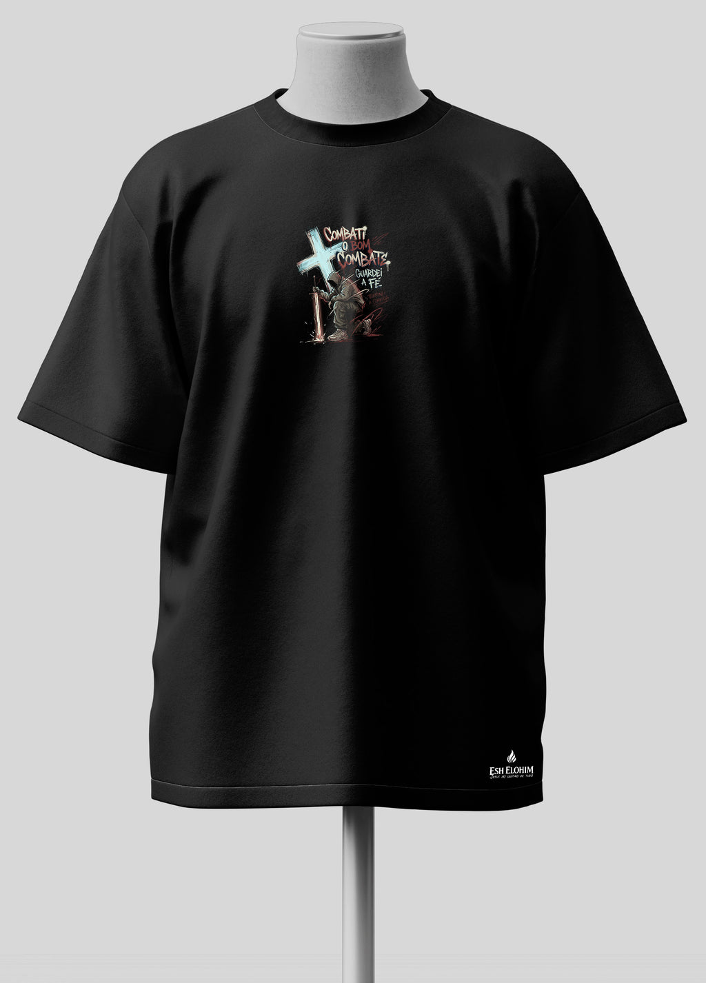 Combati o bom Combate - @ Timóteo 4:7.8 - Oversized Preta Premium