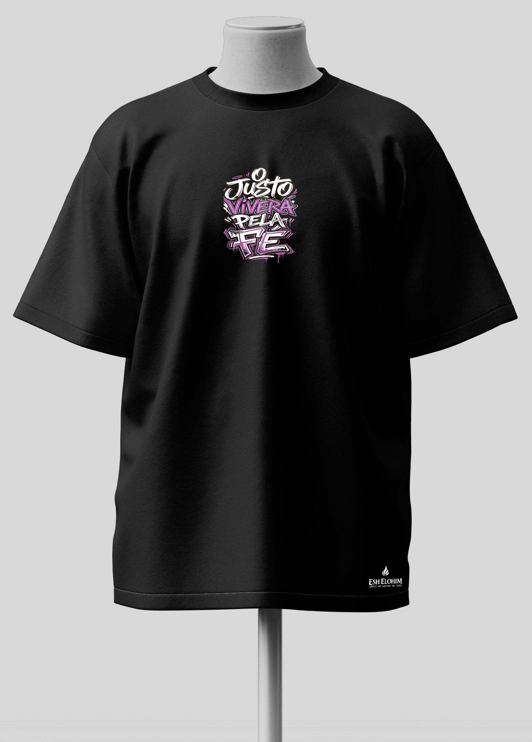 O Justo Viverá pela Fé - Oversized Preta Premium
