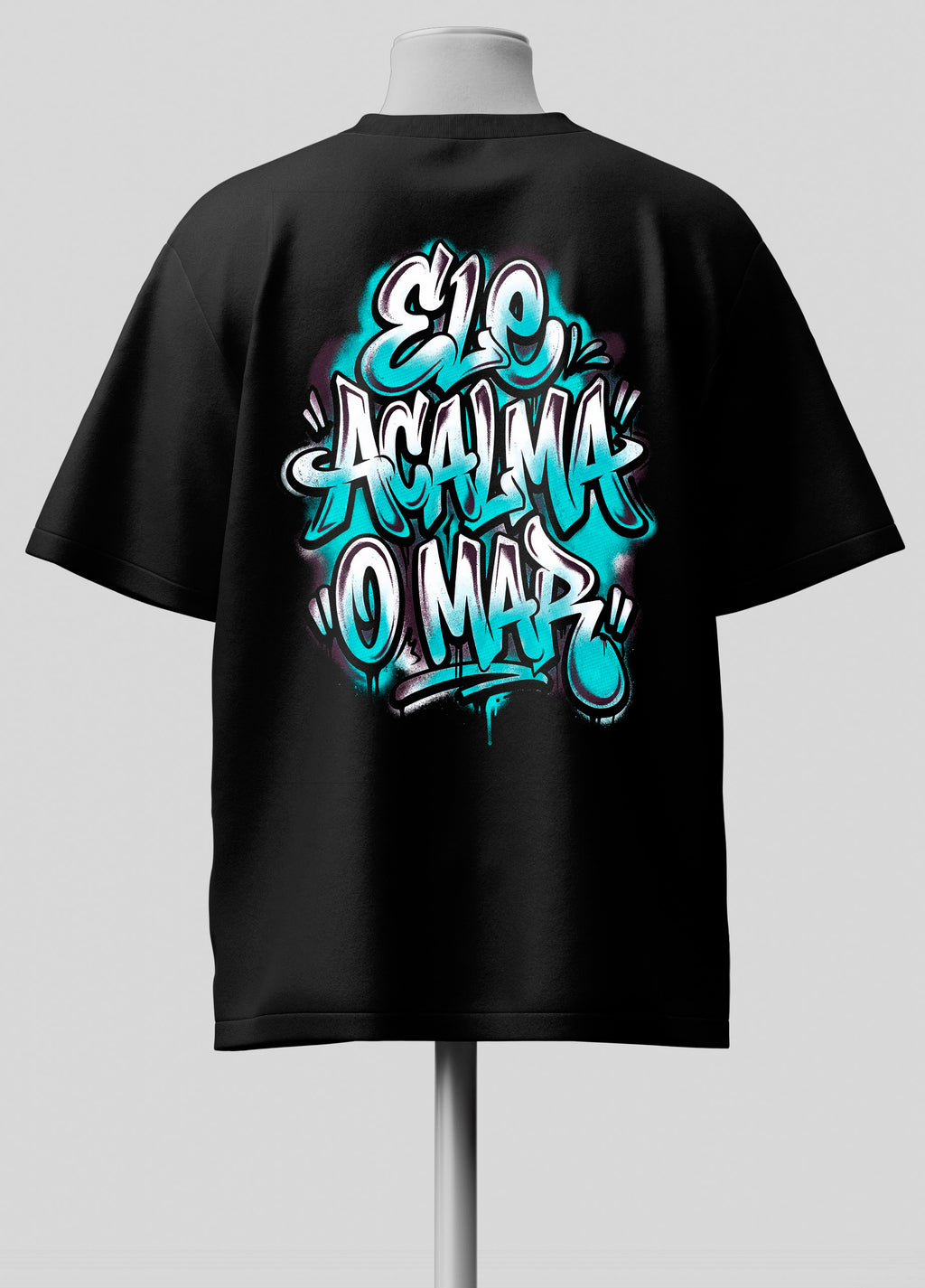 Ele Acalma o Mar - Oversized Preta Premium