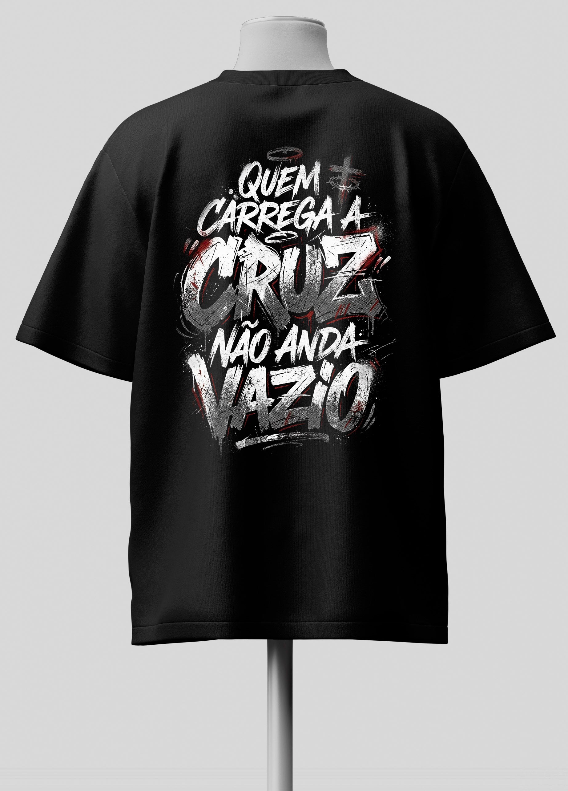 Quem Carrega a Cruz - Oversized Preta Premium