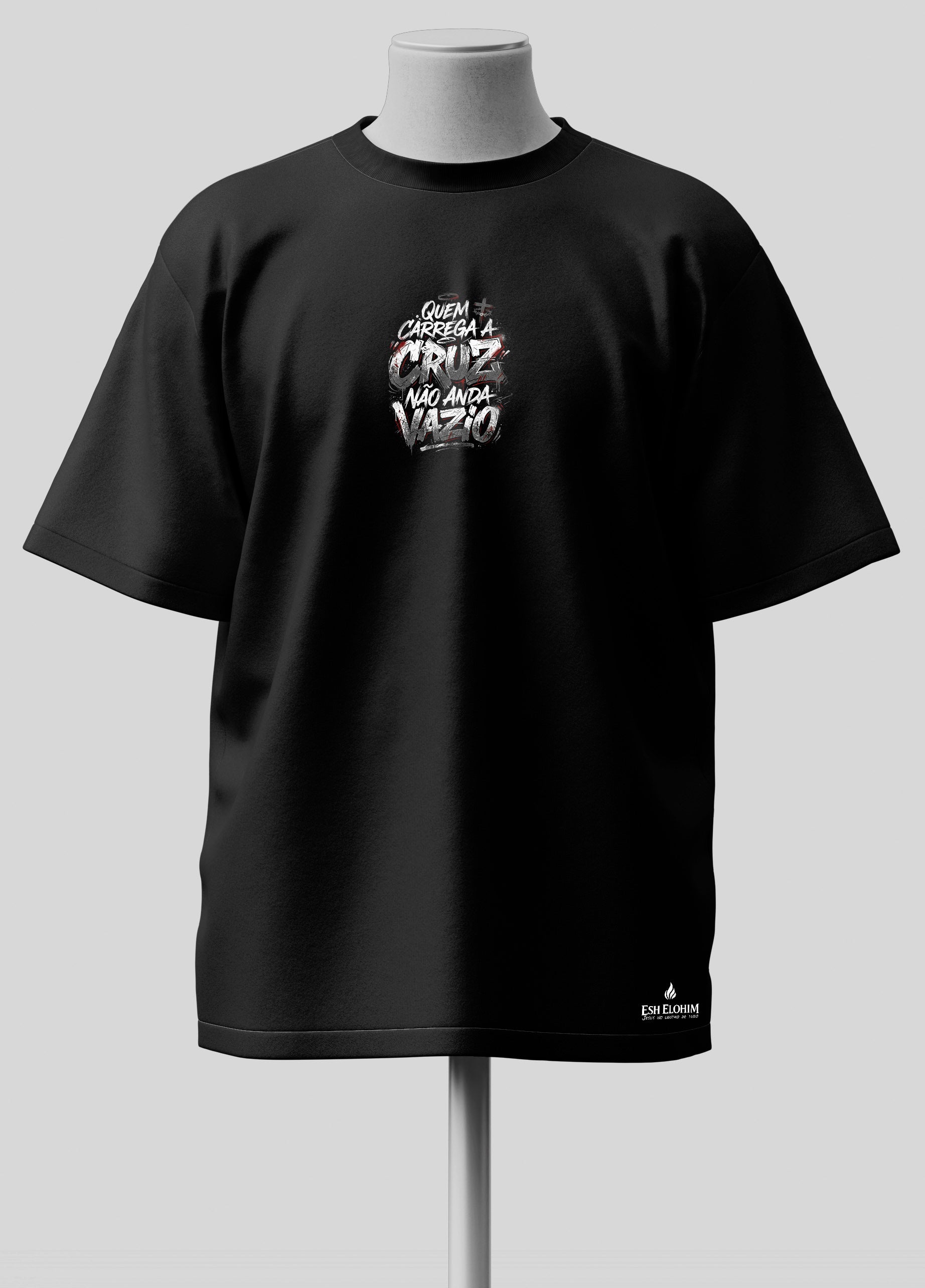 Quem Carrega a Cruz - Oversized Preta Premium