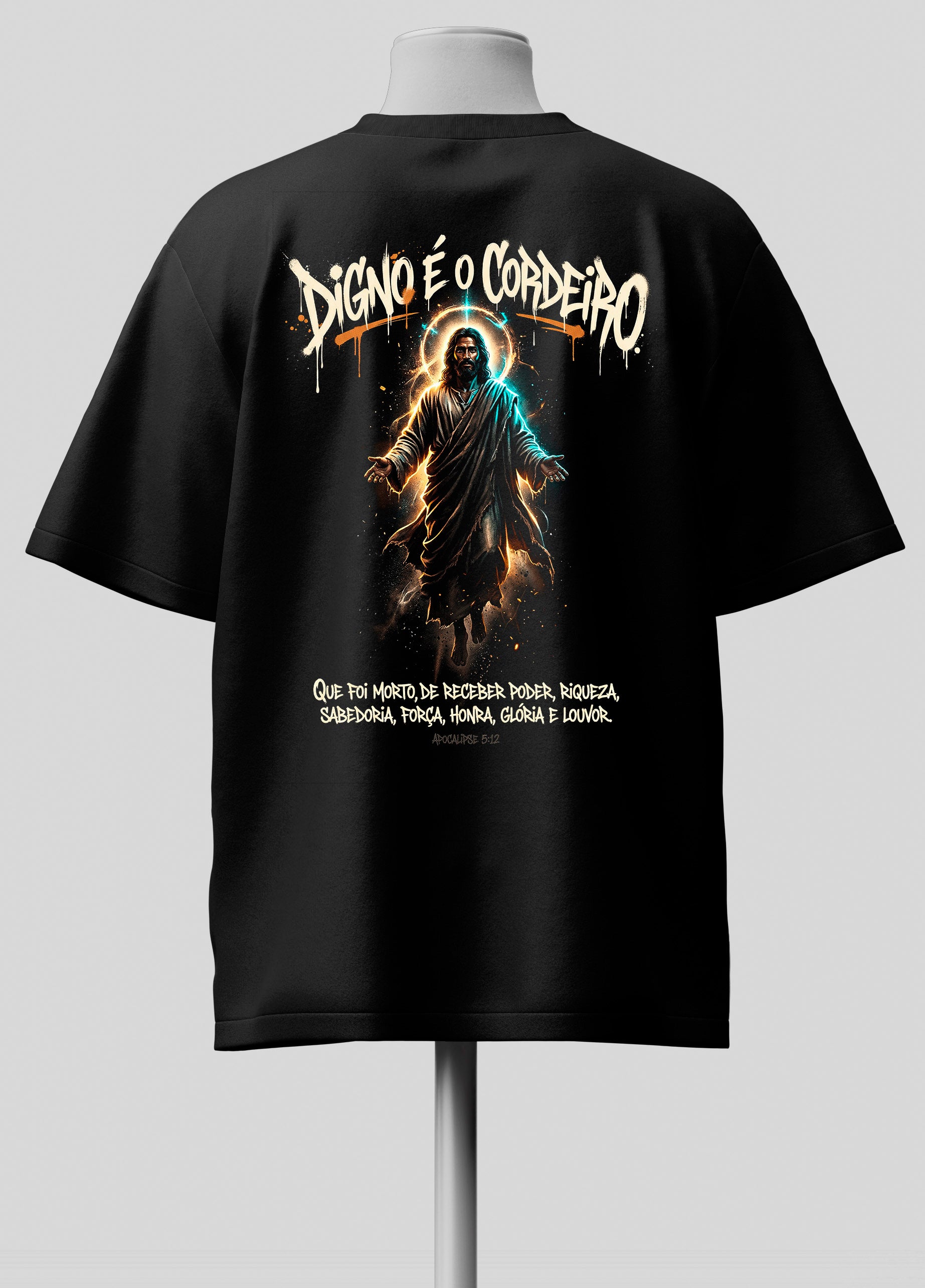 O Sacrifício não foi em vão - Apocalipse 5.12 - Oversized Preta Premium