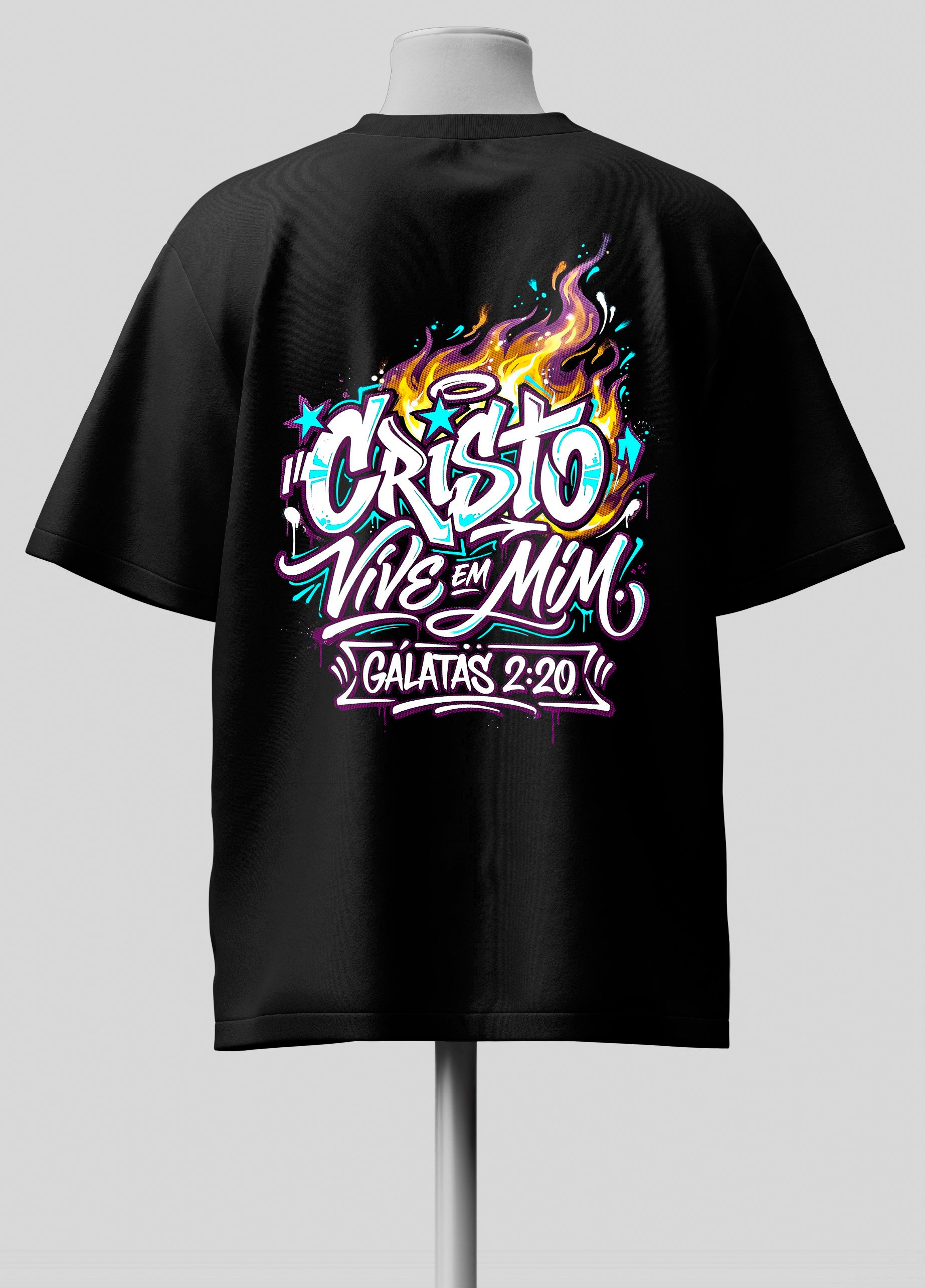 Cristo Vive em Mim - Oversized Preta Premium