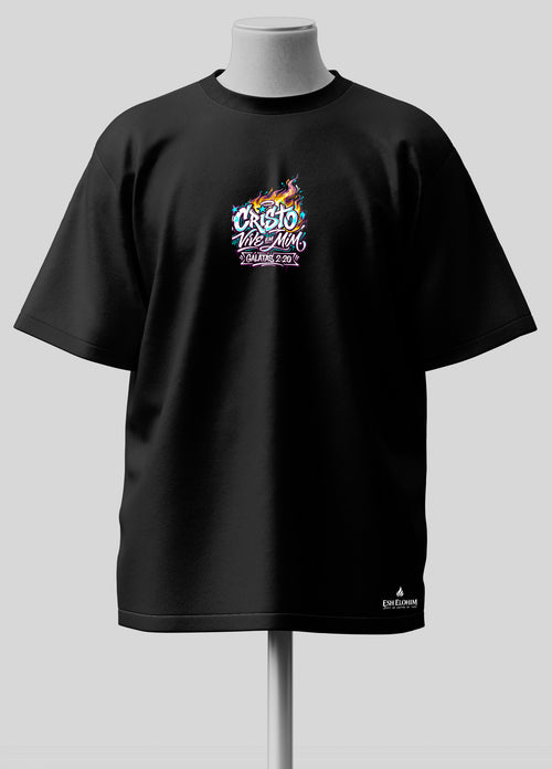 Cristo Vive em Mim - Oversized Preta Premium