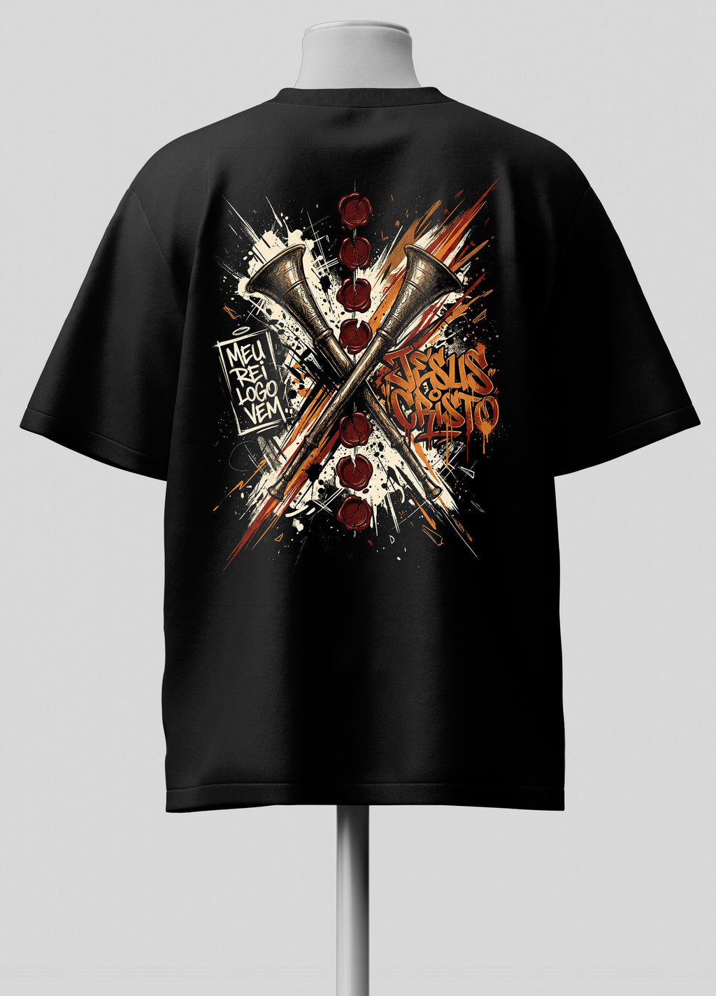 Meu Rei logo vem - Genesis 19.26 - Oversized Preta Premium