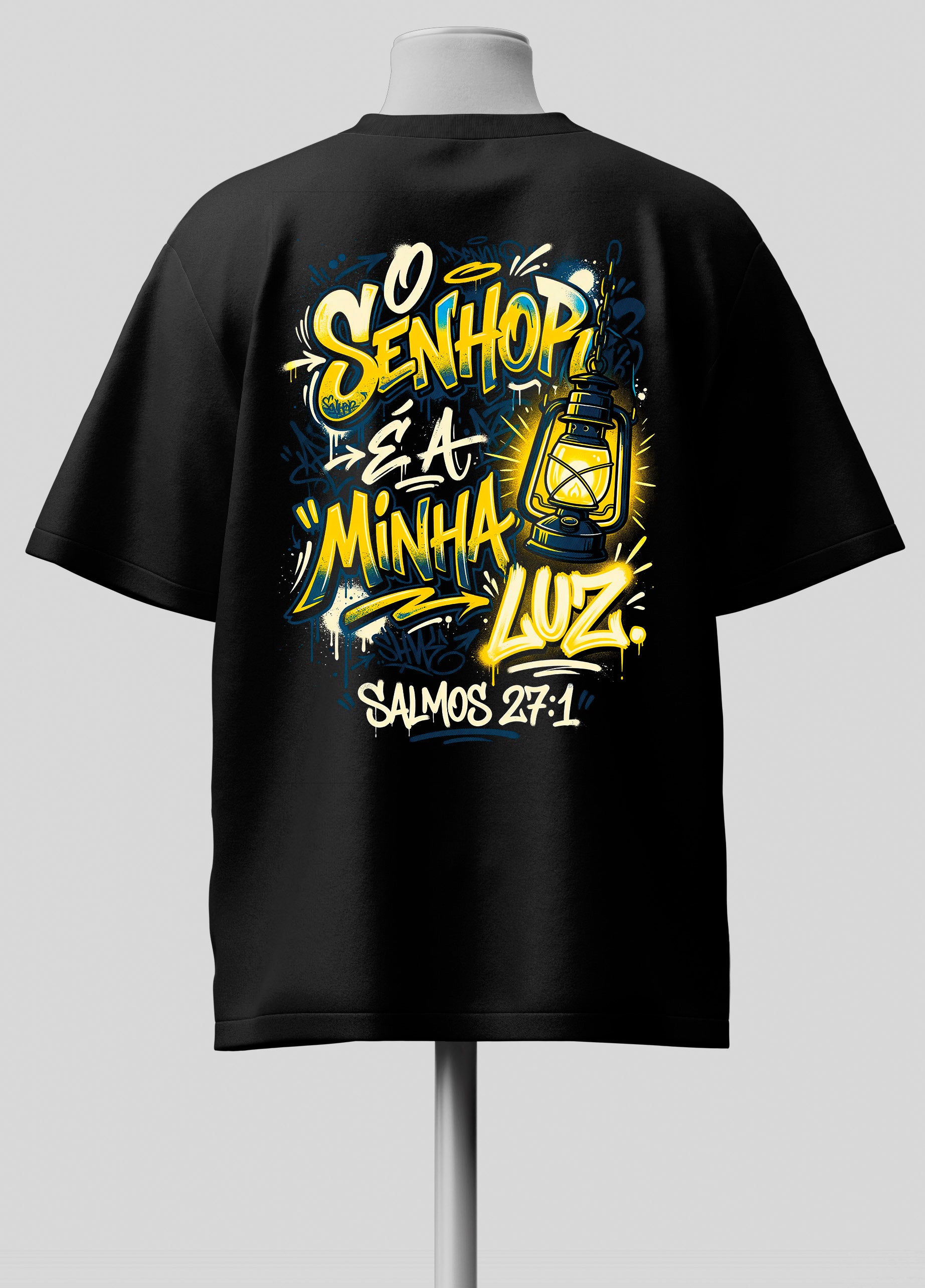 O Senhor é a Minha Luz - Oversized Preta Premium