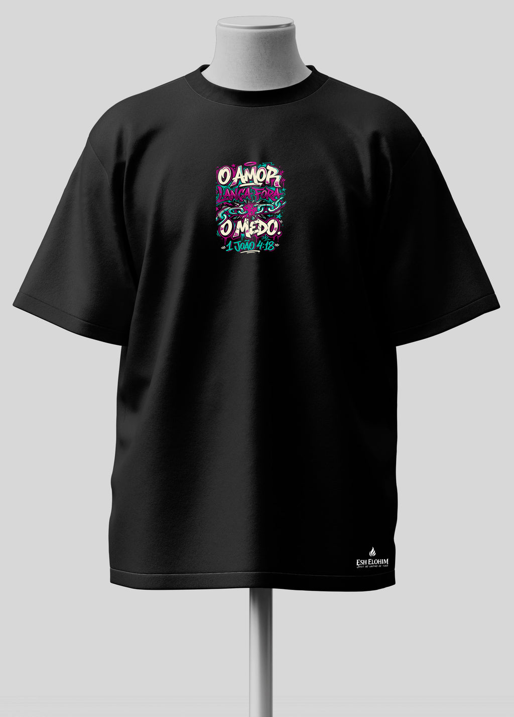 O Amor Lança Fora o Medo - Oversized Preta Premium