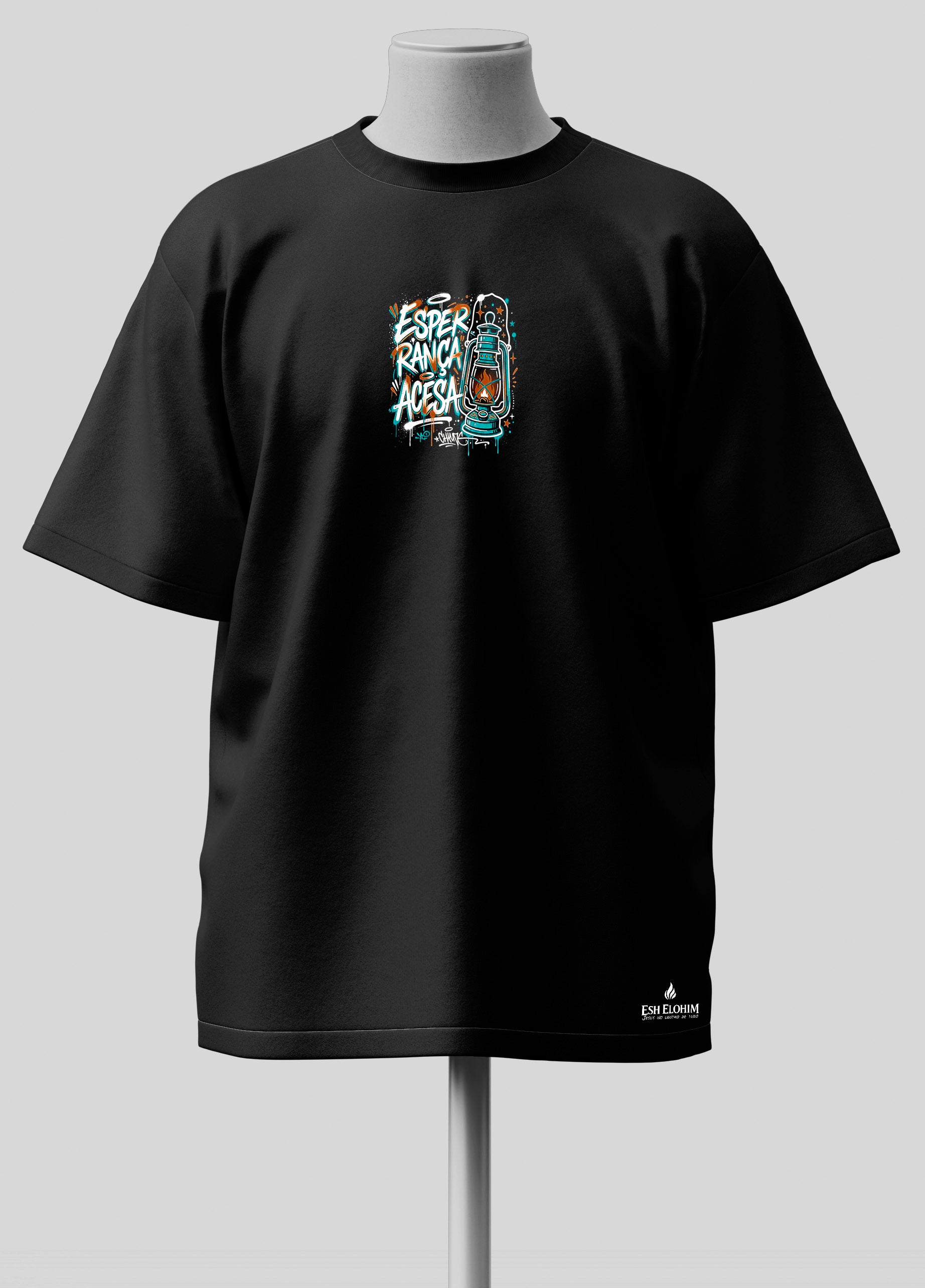 Esperança Acesa - Oversized Preta Premium