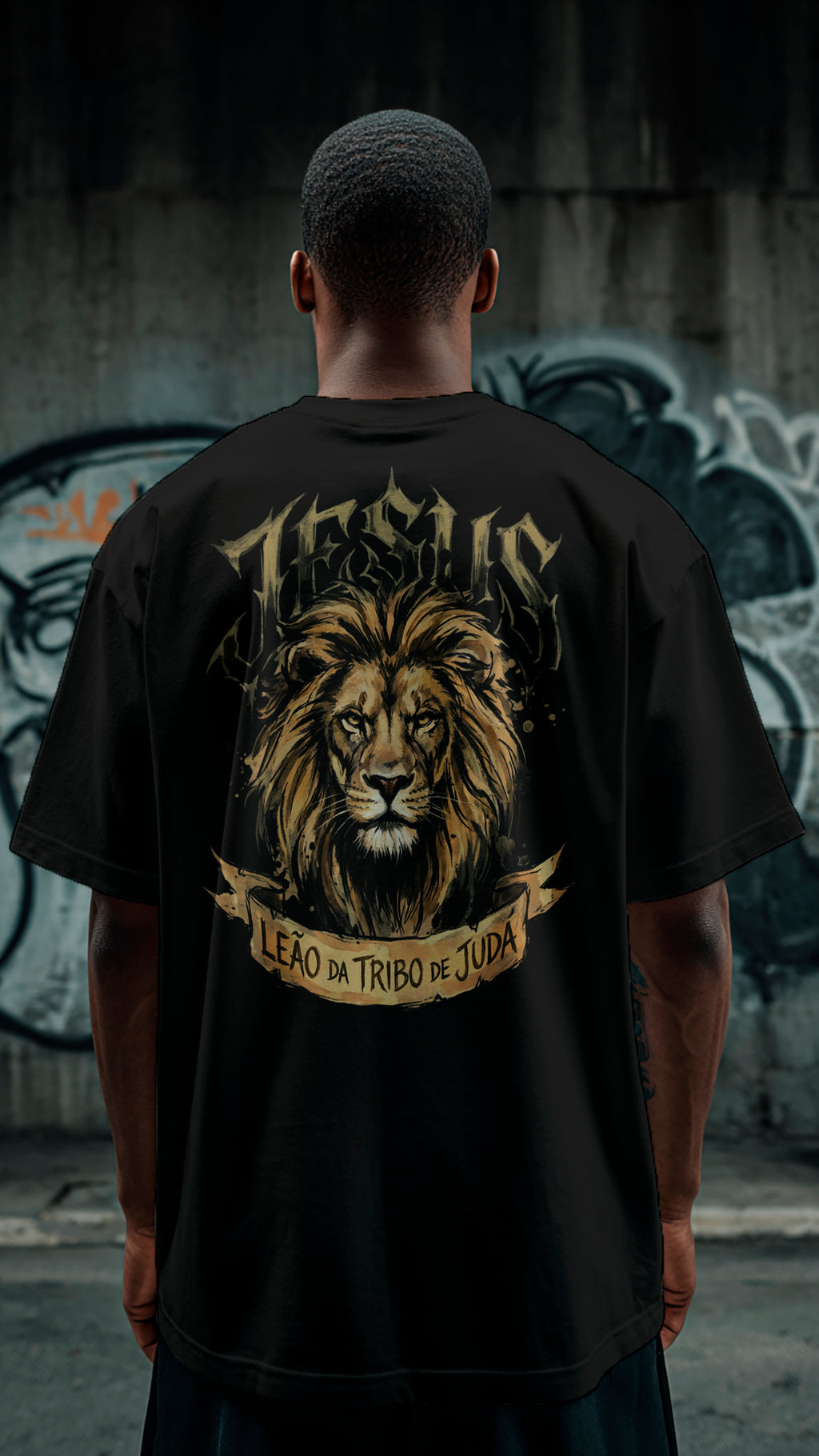 Jesus, o Leão da tribo de Judá - Oversized Preta Premium