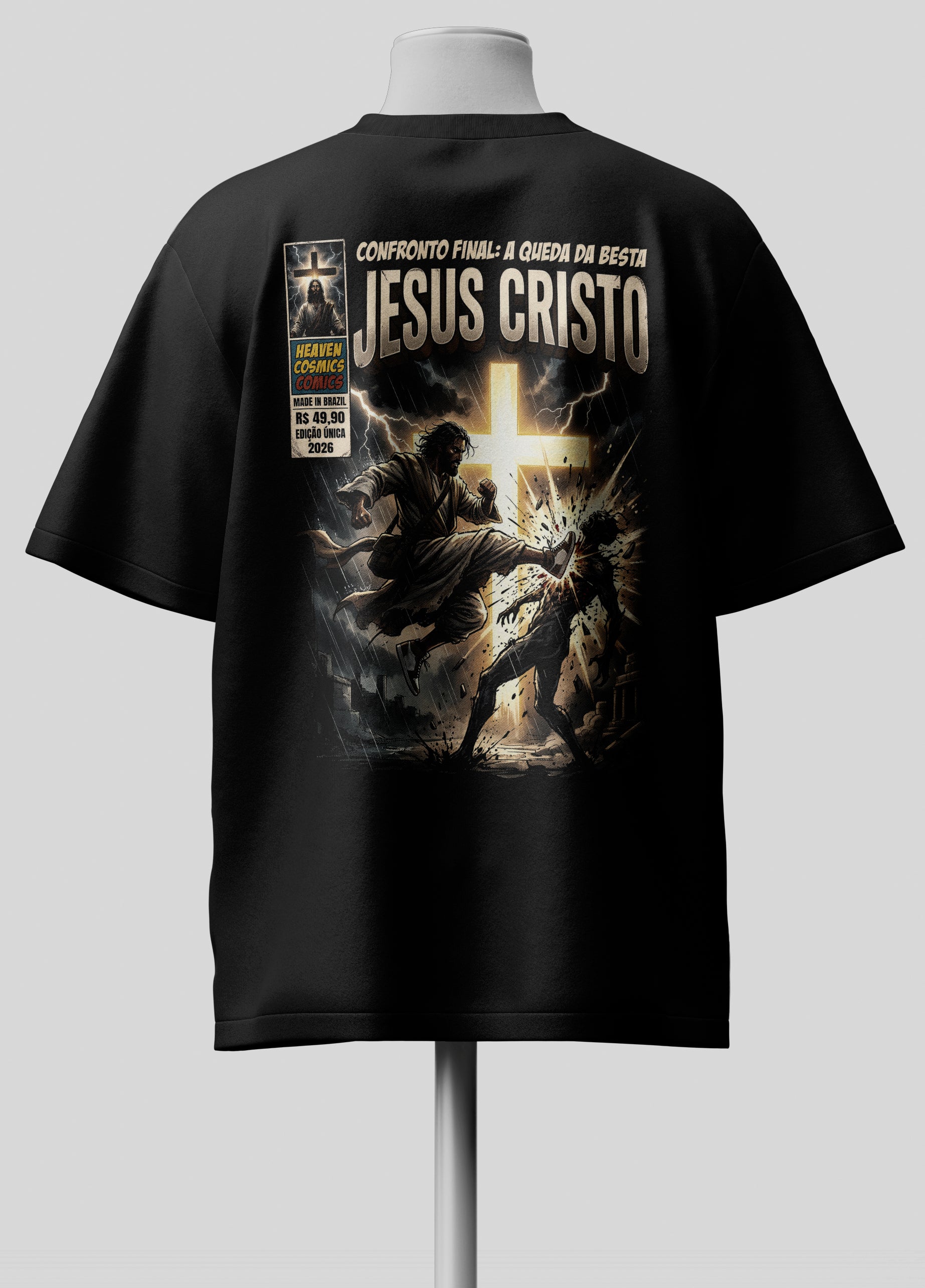 A queda da besta - Apocalipse 19.20 - Oversized Preta Premium