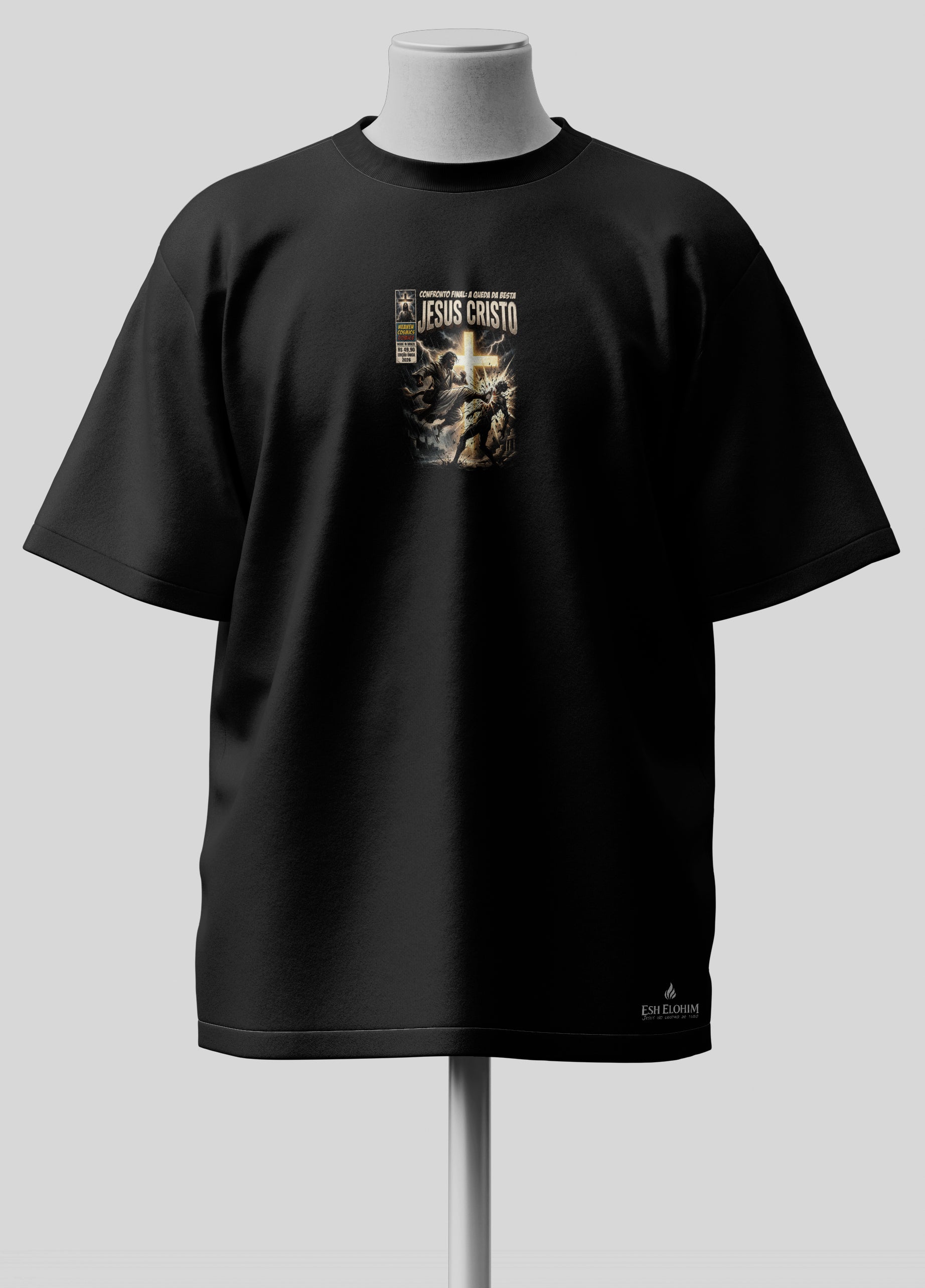 A queda da besta - Apocalipse 19.20 - Oversized Preta Premium