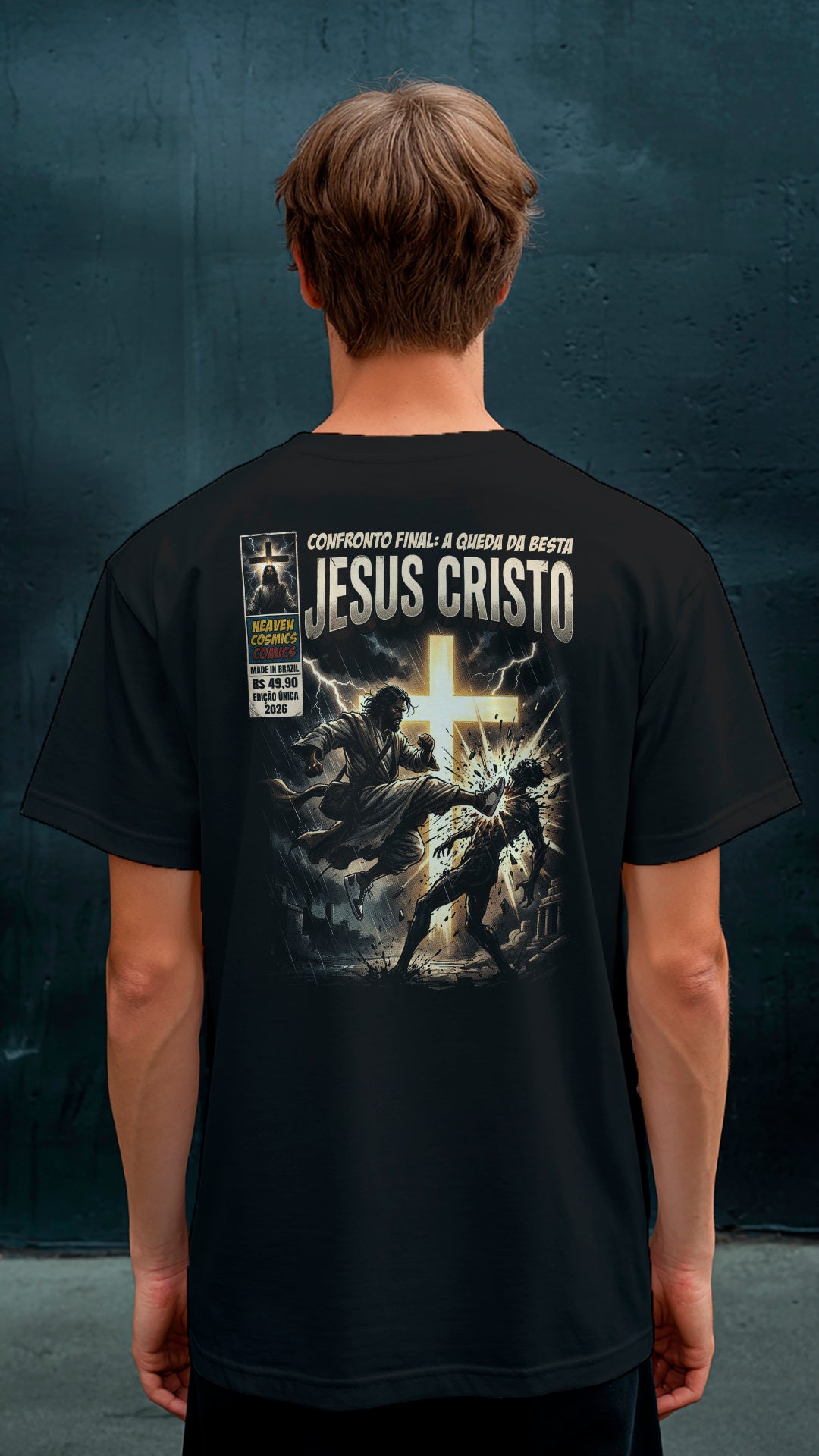 A queda da besta - Apocalipse 19.20 - Oversized Preta Premium