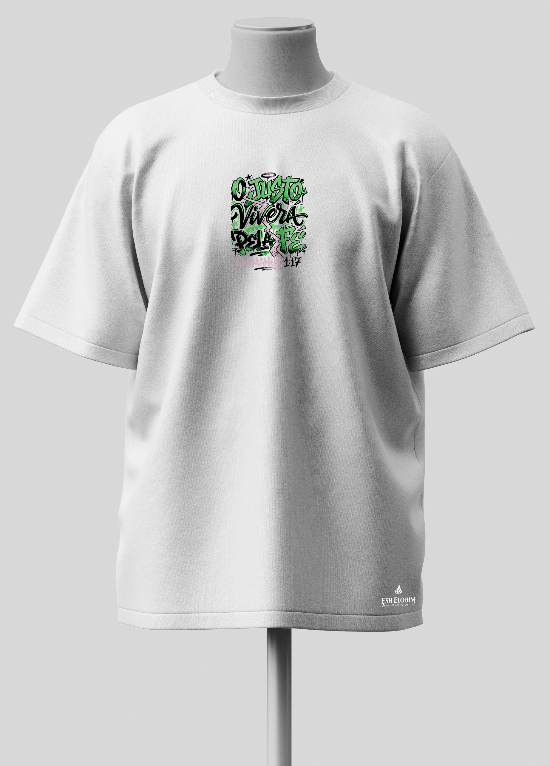 O Justo Viverá pela Fé 2 - Oversized Branca Premium